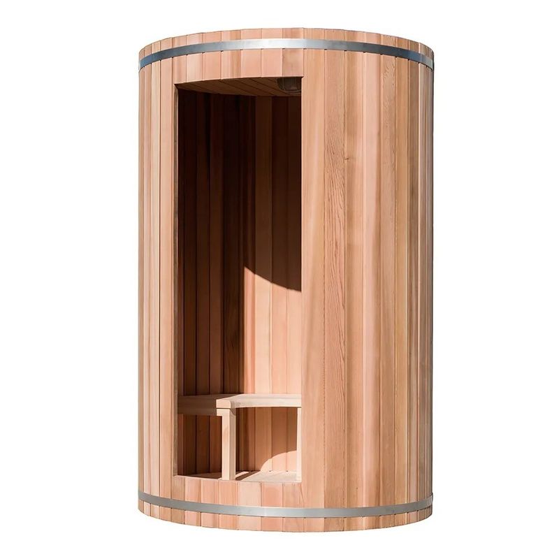Sauna de barril tradicional de madeira maciça para 2 pessoas ao ar livre com 6kw de vapor e design tradicional