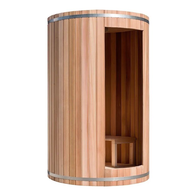 Sauna de barril tradicional de madeira maciça para 2 pessoas ao ar livre com 6kw de vapor e design tradicional