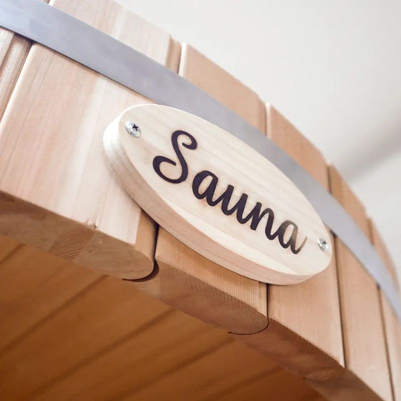 Sauna de barril tradicional de madeira maciça para 2 pessoas ao ar livre com 6kw de vapor e design tradicional