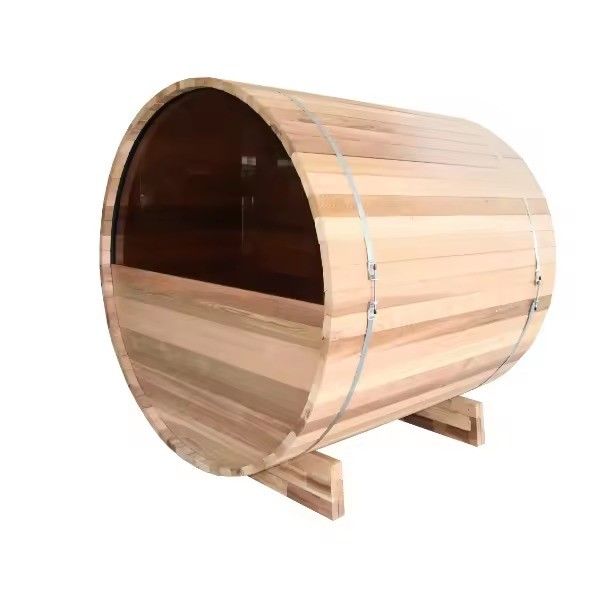 Sauna de Barril Externa para Pátio a Vapor Seco 2025 Madeira Maciça de Cedro Vermelho Sauna Tradicional para Relaxamento no Pátio