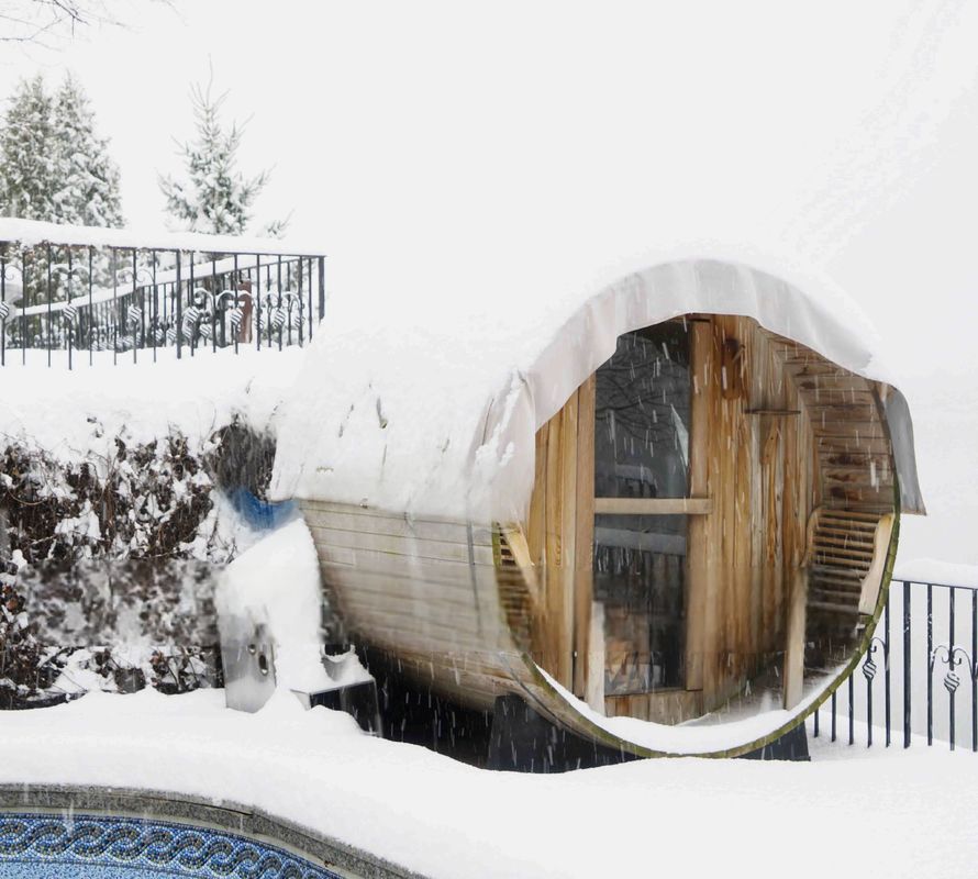 Experimente a Sauna Tradicional com Sala de Sauna a Lenha para Quatro Pessoas em Design de Barril ao Ar Livre e Material de Madeira Maciça