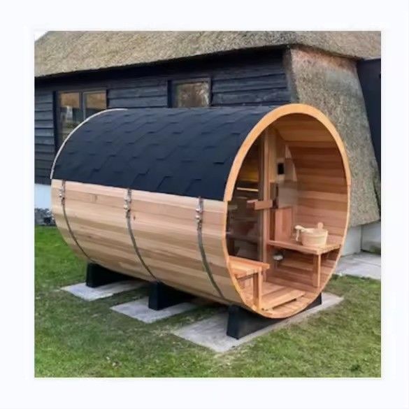 Sala de Sauna de madeira maciça tipo Hemlock 2025 para 6 pessoas Sala de Sauna de barril de quintal Sauna ao ar livre Sauna Sala de vapor