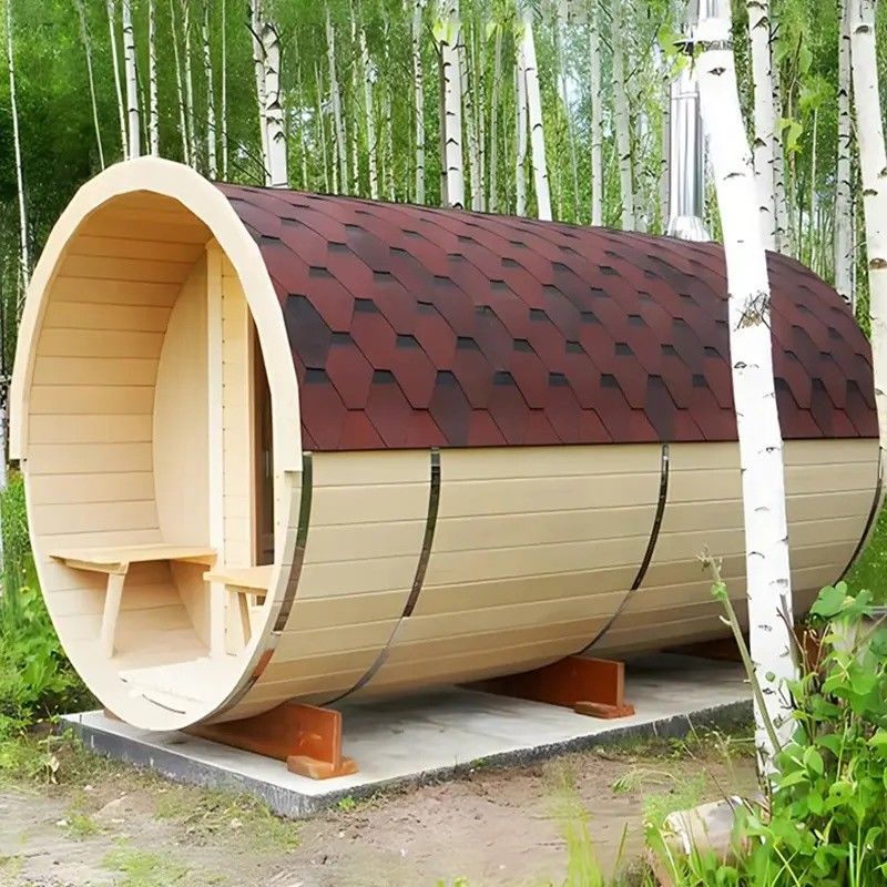 2025 Canadian Red Cedar Outdoor Barrel Sauna Room com fogão a lenha 3KW Voltagem 110V/220V