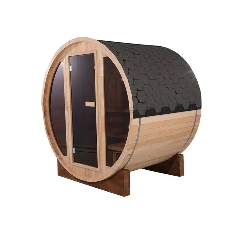 Sauna de barril de cedro vermelho com 110V/220V de voltagem e sala de vapor
