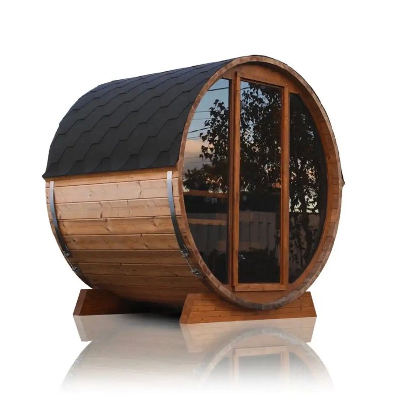 Sauna de barril de cedro vermelho com 110V/220V de voltagem e sala de vapor