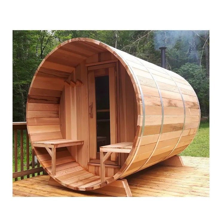 Sauna a vapor de madeira com voltagem de 110V/220V/380V, madeira maciça para exterior, para 6 pessoas, sauna em barril para casa e jardim, benefícios para a saúde