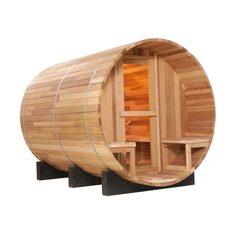 Sauna a vapor de madeira com voltagem de 110V/220V/380V, madeira maciça para exterior, para 6 pessoas, sauna em barril para casa e jardim, benefícios para a saúde