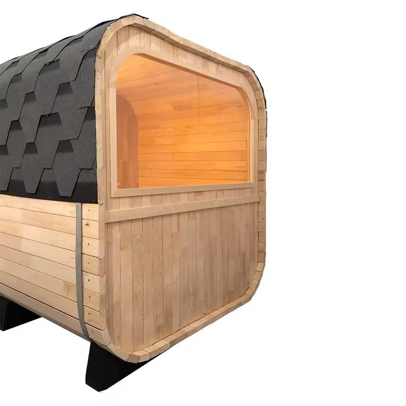 Certificado CE Estilo de Design Moderno Red Cedar Dry Steam Cube Sauna Room Com Fogão para Família de 4 Pessoas e Exterior