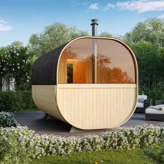 Certificado CE Estilo de Design Moderno Red Cedar Dry Steam Cube Sauna Room Com Fogão para Família de 4 Pessoas e Exterior