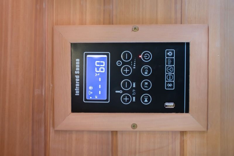 Painel de controle duplo para sauna a vapor doméstica Far Khan, sauna de madeira com ondas de luz para uso doméstico