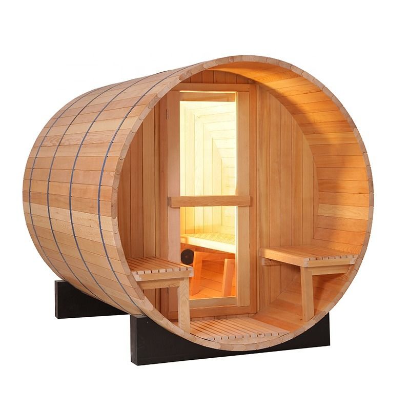Moderno 3-4 Pessoa Pinheiro / Canadense Hemlock / Red Room Heater Outdoor Use Pretty Sauna Barril de cedro Sauna Sala com Harvia Para Família