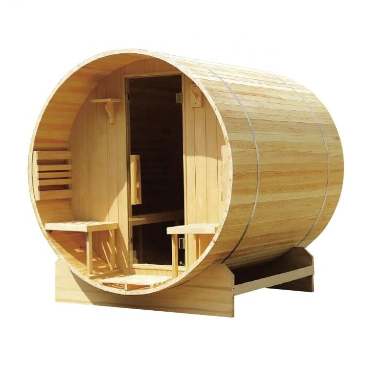 Moderno 3-4 Pessoa Pinheiro / Canadense Hemlock / Red Room Heater Outdoor Use Pretty Sauna Barril de cedro Sauna Sala com Harvia Para Família