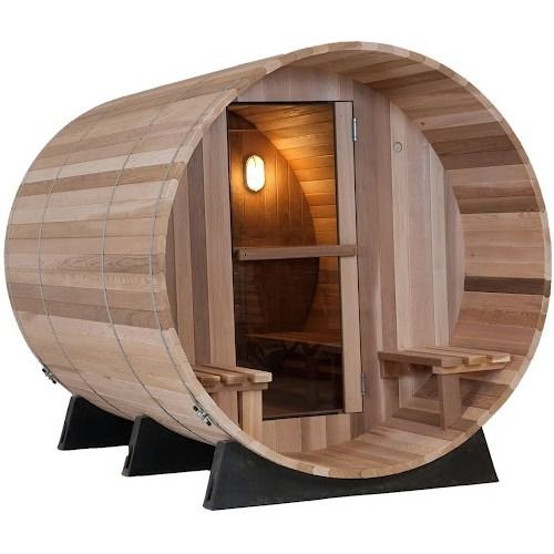 Moderno 3-4 Pessoa Pinheiro / Canadense Hemlock / Red Room Heater Outdoor Use Pretty Sauna Barril de cedro Sauna Sala com Harvia Para Família