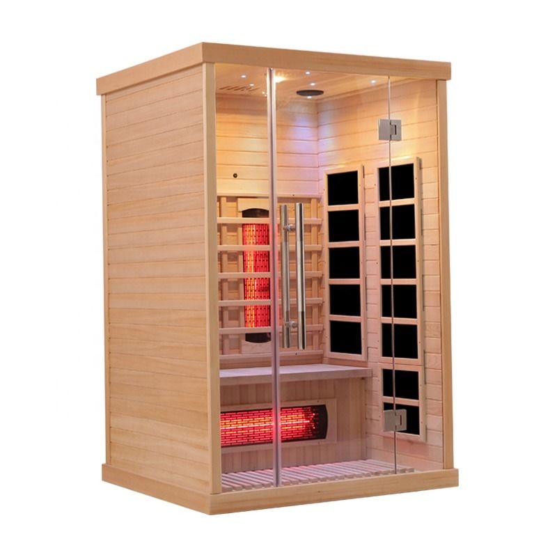 Sauna Tradicional Barata de Madeira de Hemlock, Sauna Infravermelha Externa de Madeira Infravermelha para 2 Pessoas, Tradicional de Alta Duração para 2 Pessoas
