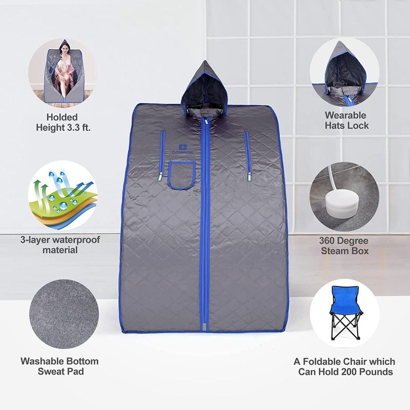 Sauna a vapor portátil moderna para spa em casa, leve, pessoal, gerador de vapor, tenda com controle remoto, banho de vapor interno