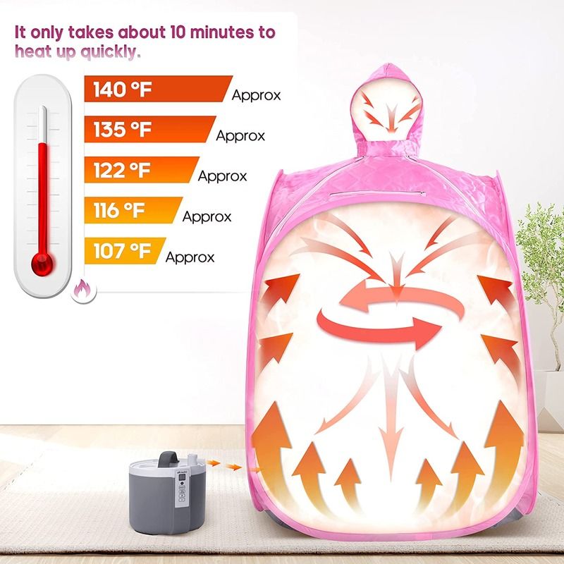 Lady Pink Sauna portátil de vapor pessoal europeia Saunas favoritos das mulheres Doméstico Painel de controle de computador para desintoxicação Sauna de corpo inteiro Sala com cadeira