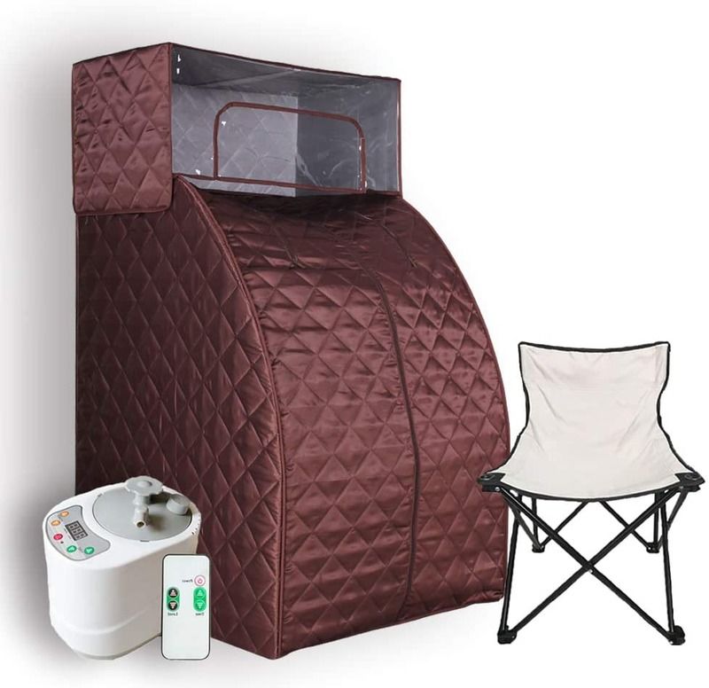 Sauna de vapor moderna com corpo inteiro Sauna de vapor com corpo inteiro com controle remoto de uma pessoa Caixa de aquecimento para casa com cobertor para a cabeça e banco para perda de peso