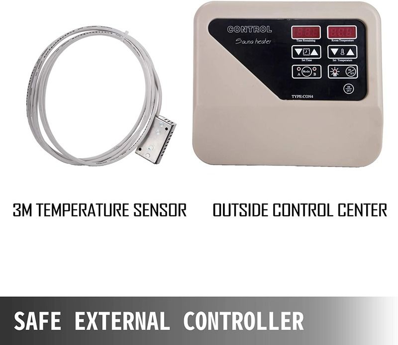 Aquecedor de Sauna Seca Moderno 9KW Forno de Banho de Água Fervente 220V-240V Controlador Elétrico Casa Hotel Sala de Sauna Externa