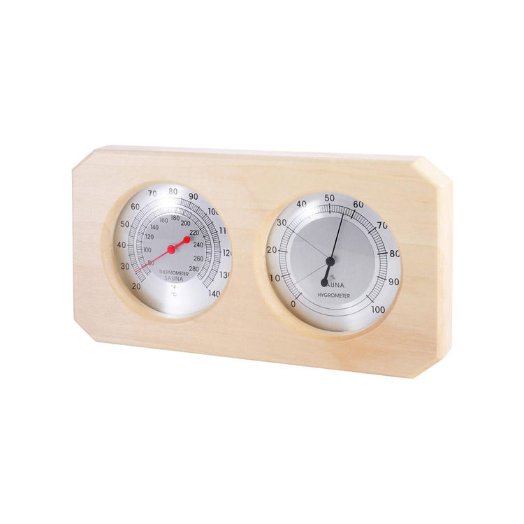 Termômetro Higrotermógrafo de Sauna de Madeira Tradicional 2 em 1 Equipamento de Sauna para Sala Medição de Sauna Temperatura Umidade Acessórios Internos