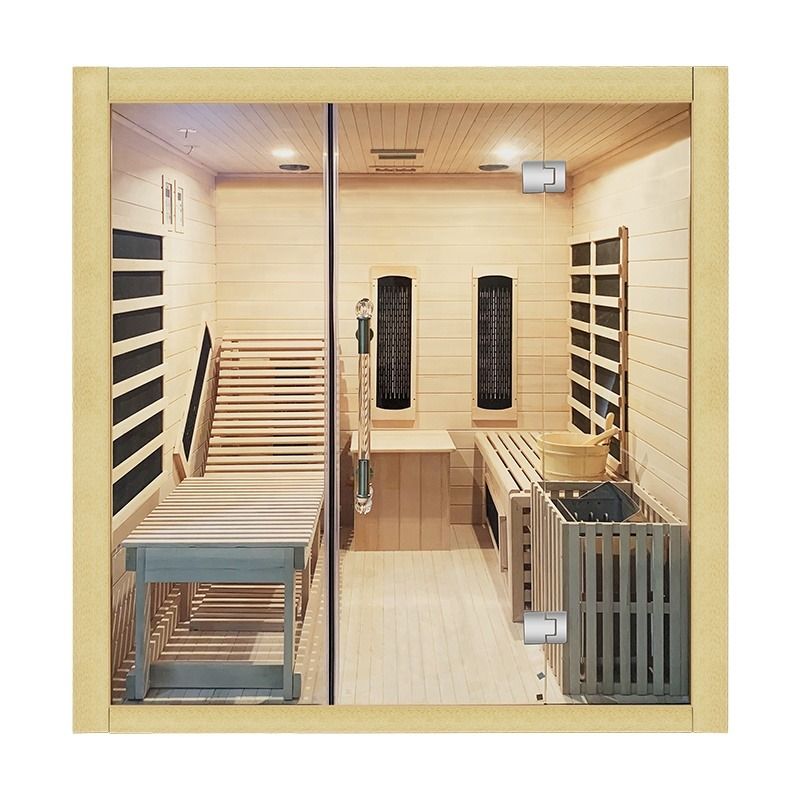 Estilo Tradicional Sala de Sauna a Vapor Tradicional Interior de Madeira Infravermelho Sauna Seca Tradicional com Aquecedor