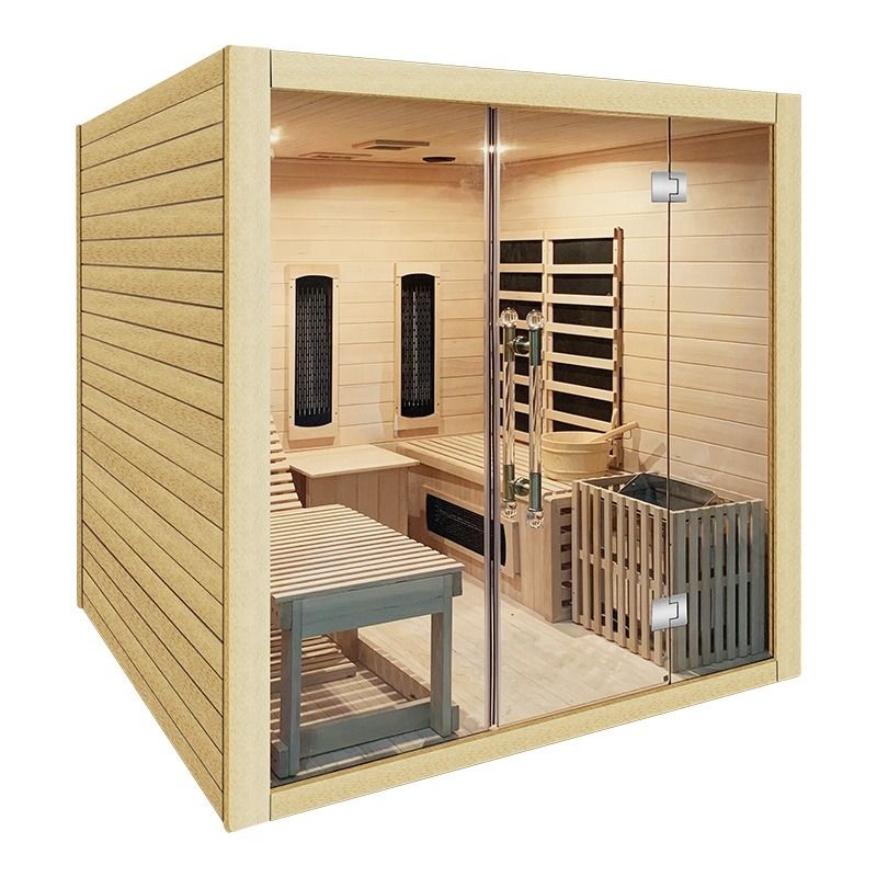 Estilo Tradicional Sala de Sauna a Vapor Tradicional Interior de Madeira Infravermelho Sauna Seca Tradicional com Aquecedor